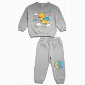 Baby And Baba Printed Fleece Pajama Suit for Winter