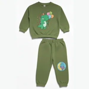Baby And Baba Printed Fleece Pajama Suit for Winter