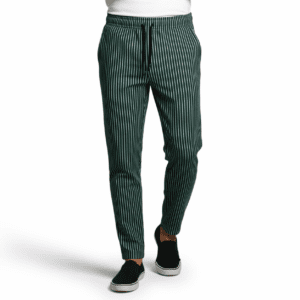 Crinkle Textured Striped Straight Leg Trousers