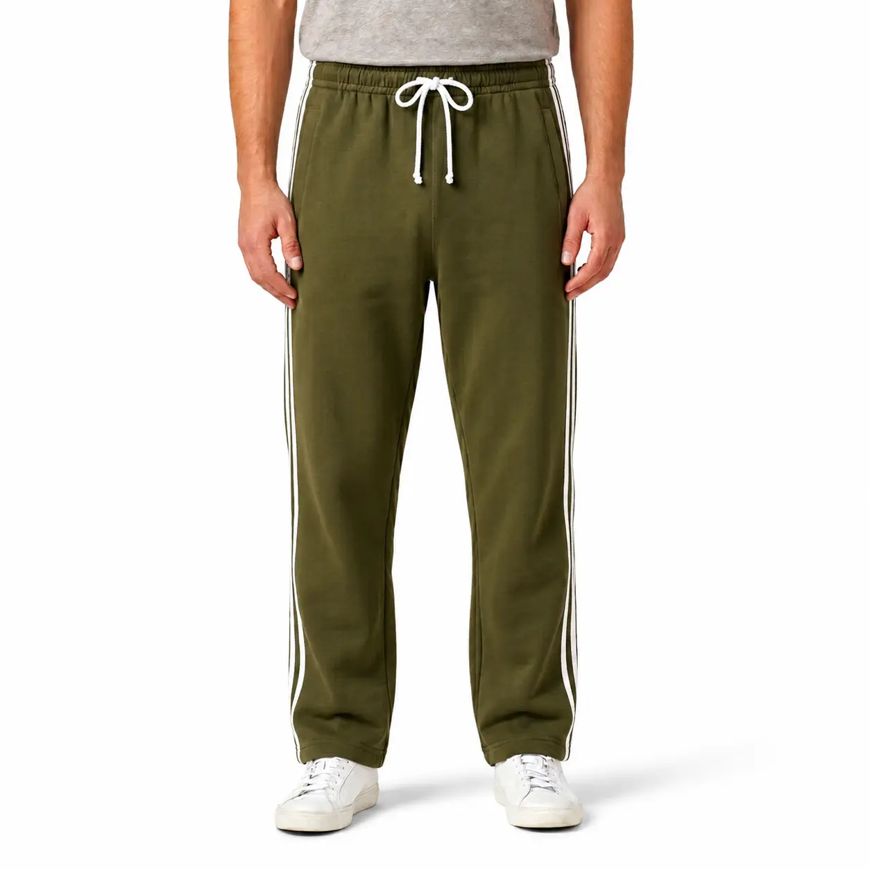 Micro Relaxed Fit Trousers with Three White Stripes