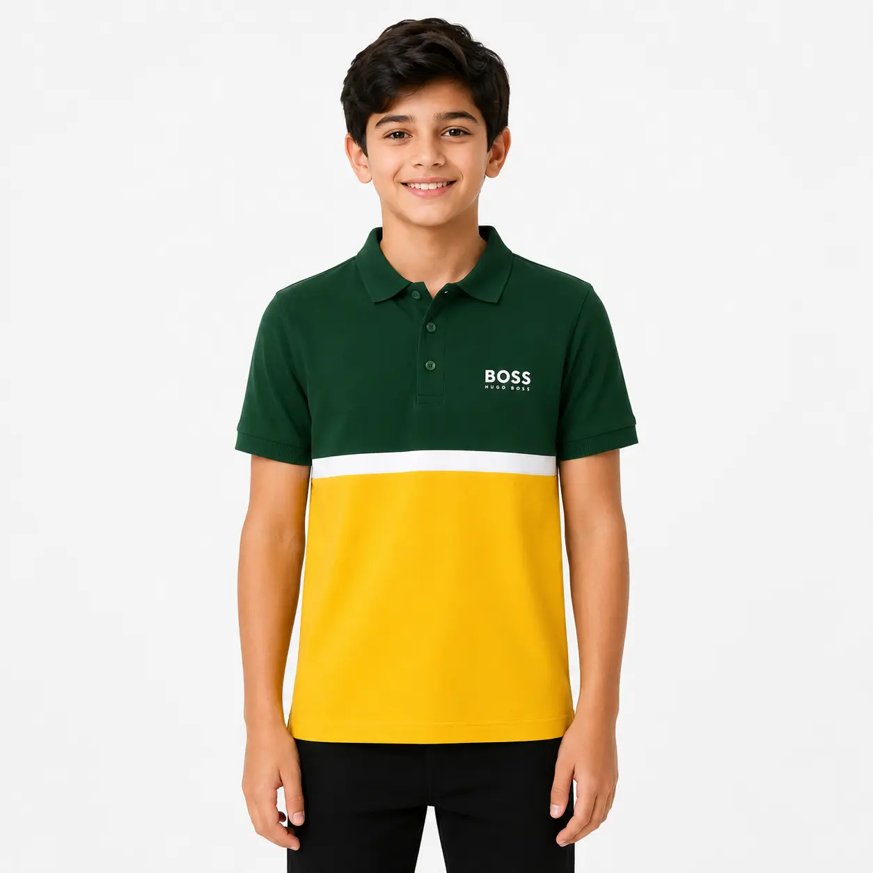 Boys Pique Color Block Polo T Shirt