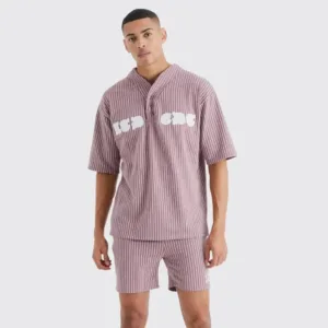 Oversized Pinstripe Baseball Polo & Short Set